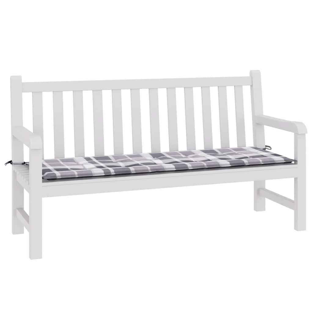 Jastuk za vrtnu klupu sivi karirani 150x50x4 cm tkanina Oxford