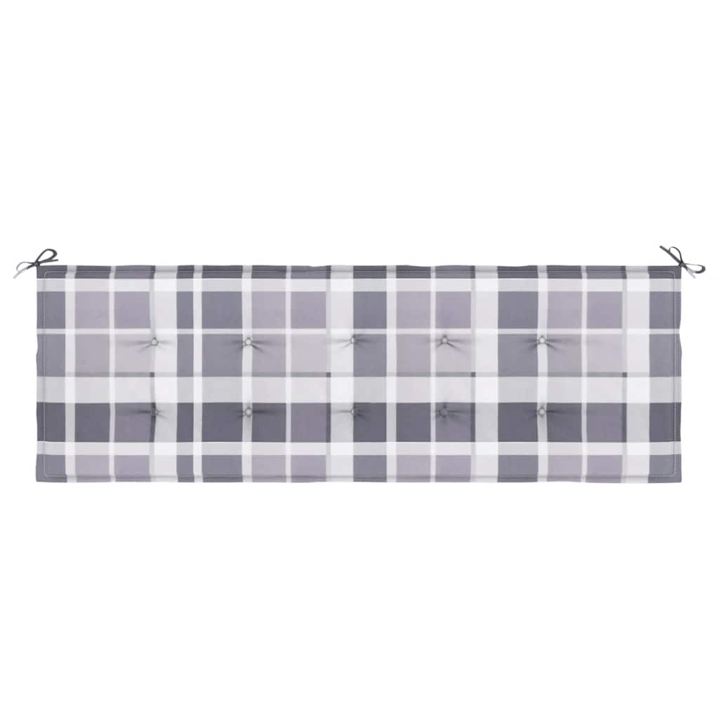 Jastuk za vrtnu klupu sivi karirani 150x50x4 cm tkanina Oxford