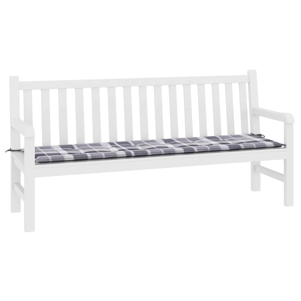 Jastuk za vrtnu klupu sivi karirani 180x50x4 cm tkanina Oxford