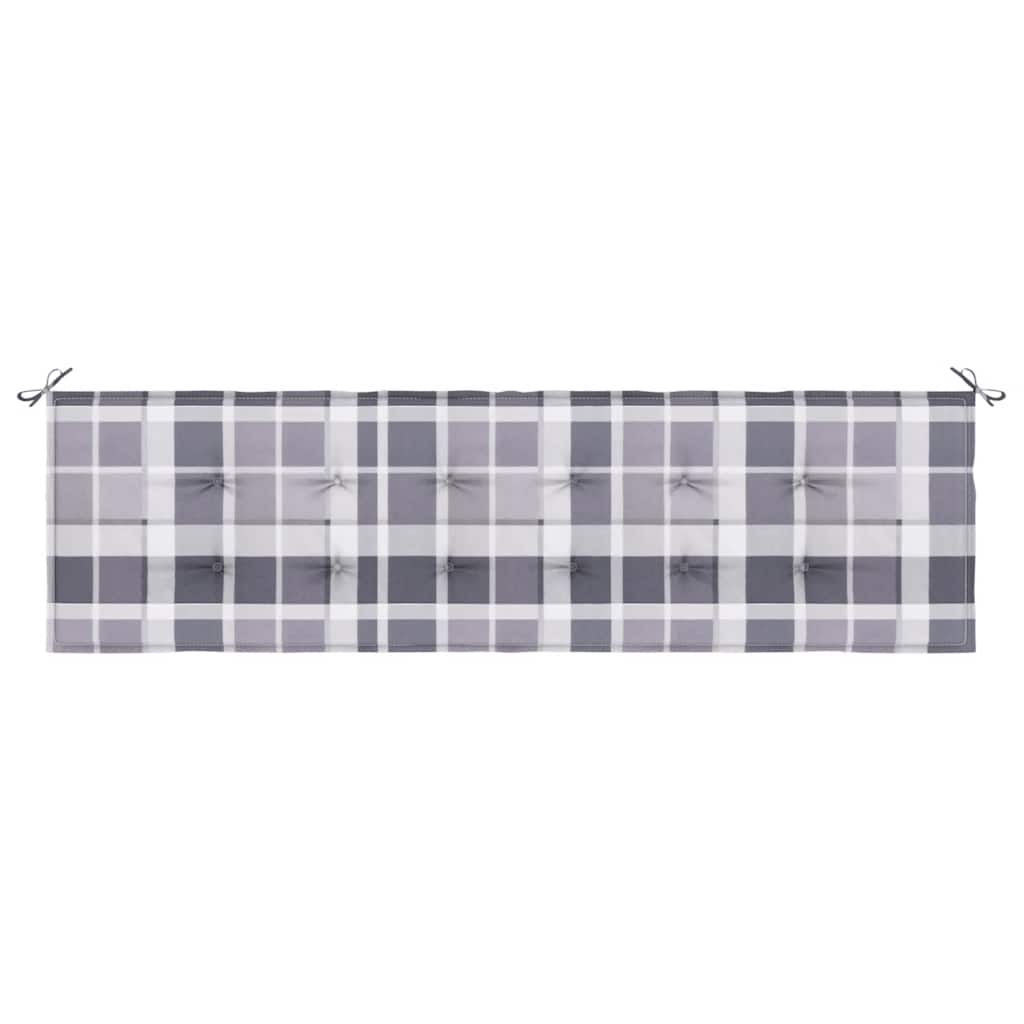 Jastuk za vrtnu klupu sivi karirani 180x50x4 cm tkanina Oxford