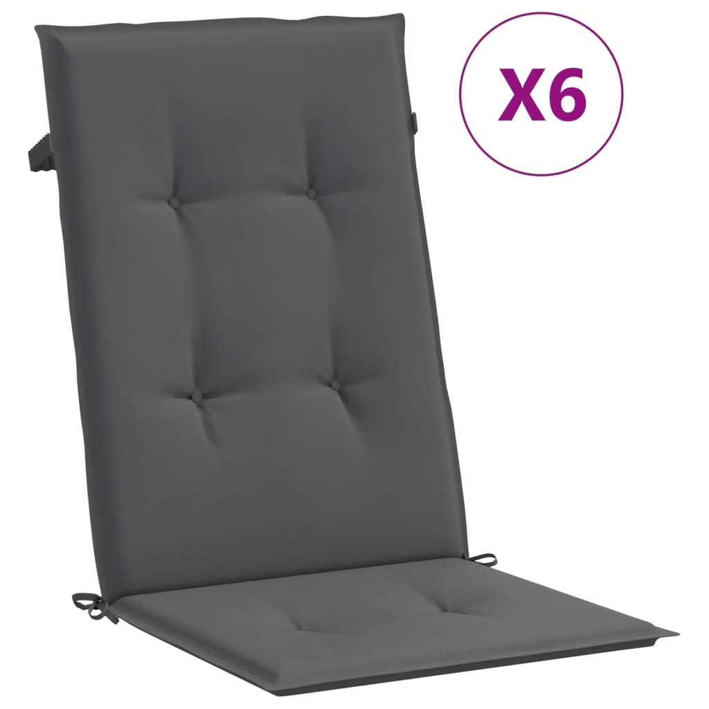 Jastuci za vrtne stolice 6 kom antracit 120x50x3 cm od tkanine