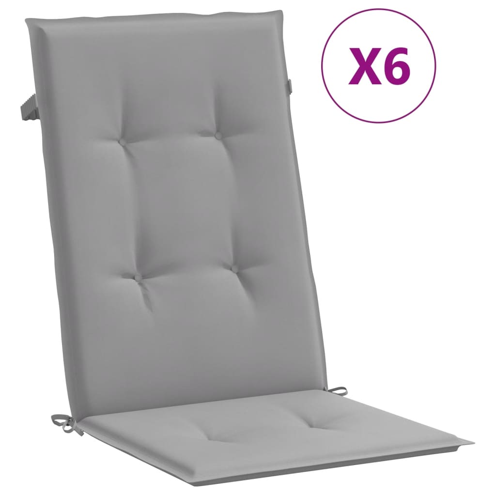 Jastuci za vrtne stolice 6 kom sivi 120 x 50 x 3 cm od tkanine