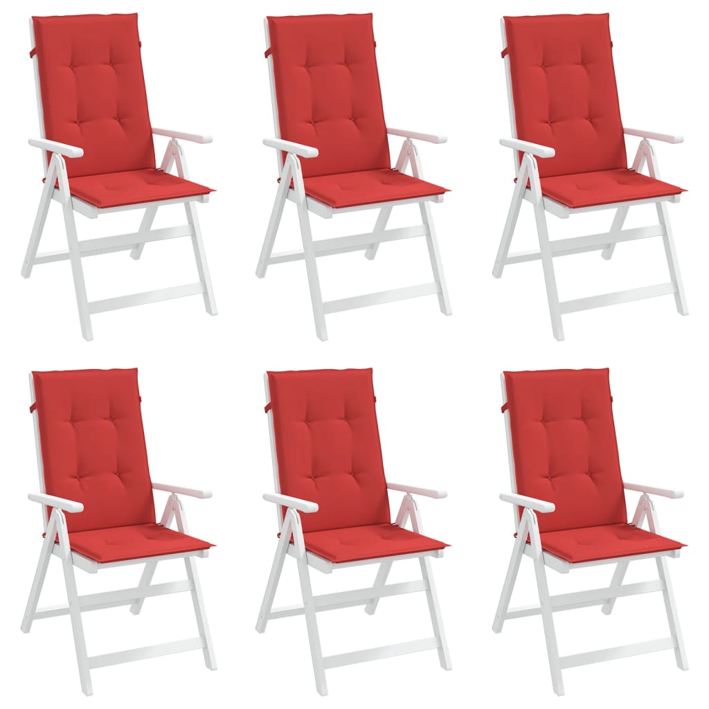 Jastuci za vrtne stolice 6 kom crveni 120x50x3 cm od tkanine