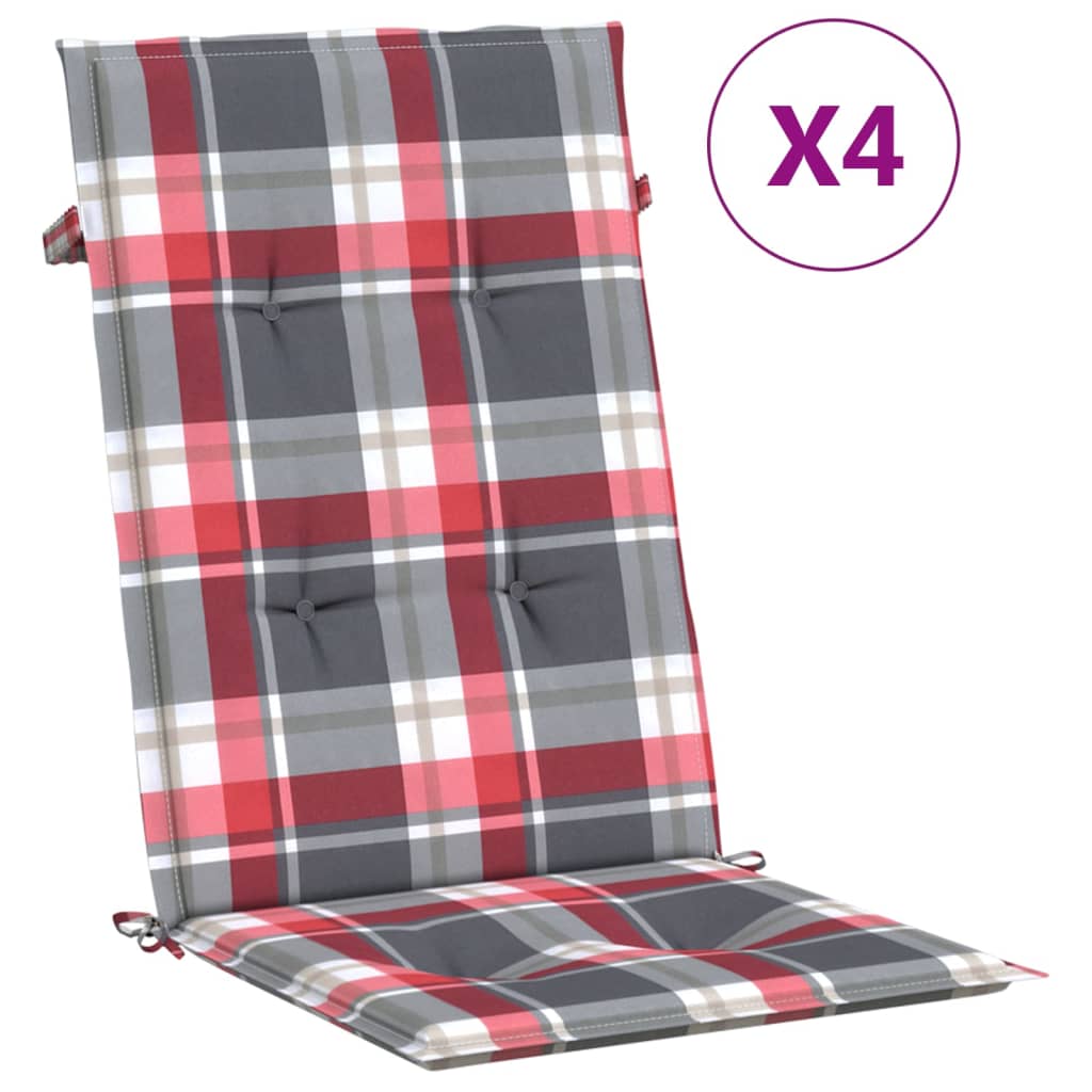 Jastuci za stolice 4 kom crveni karirani 120x50x3 cm od tkanine
