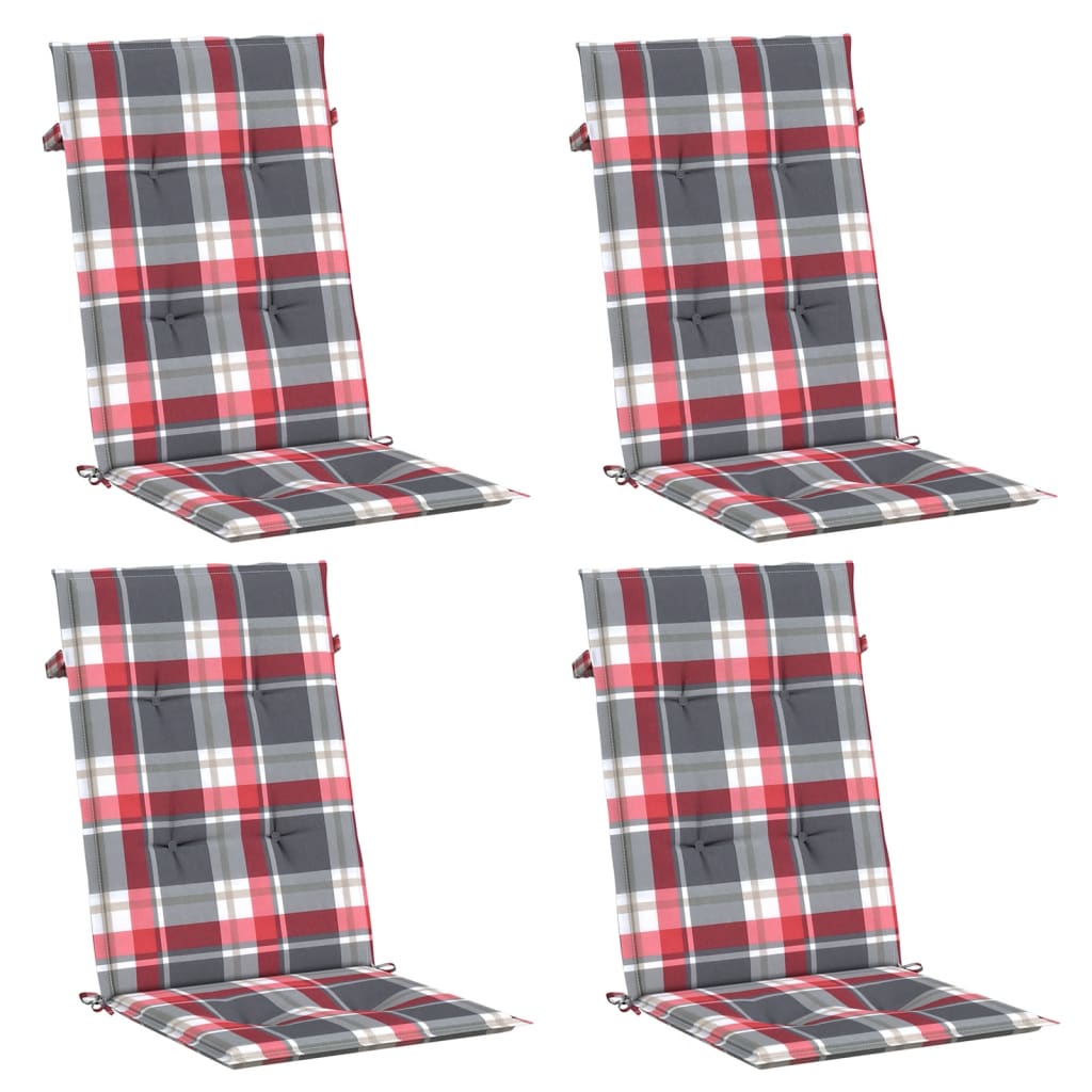 Jastuci za stolice 4 kom crveni karirani 120x50x3 cm od tkanine
