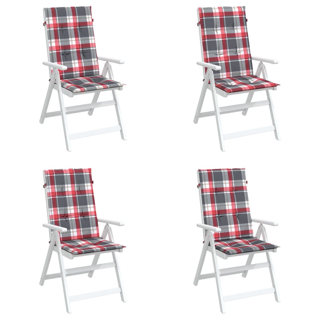 Jastuci za stolice 4 kom crveni karirani 120x50x3 cm od tkanine