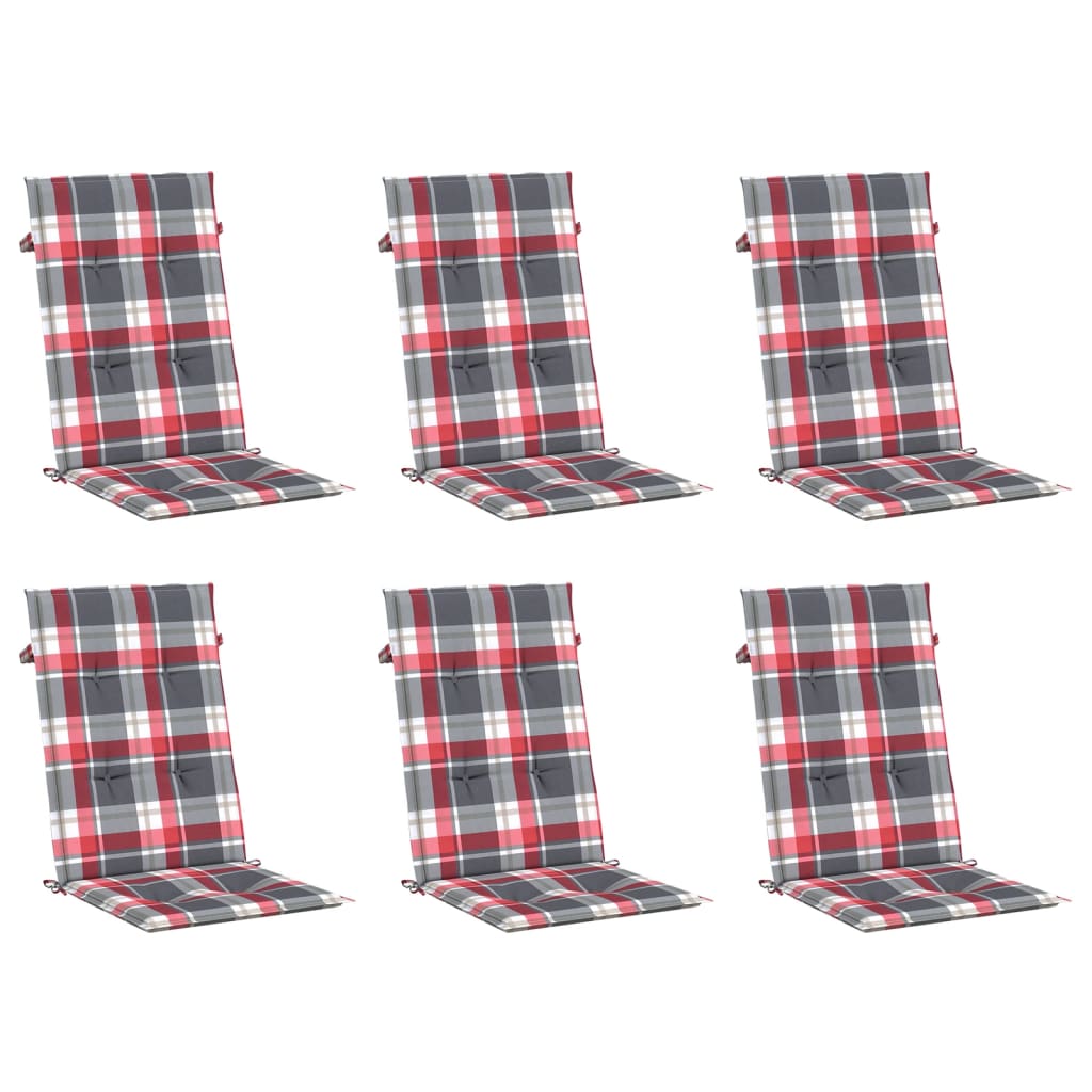 Jastuci za stolice 6 kom crveni karirani 120x50x3 cm od tkanine