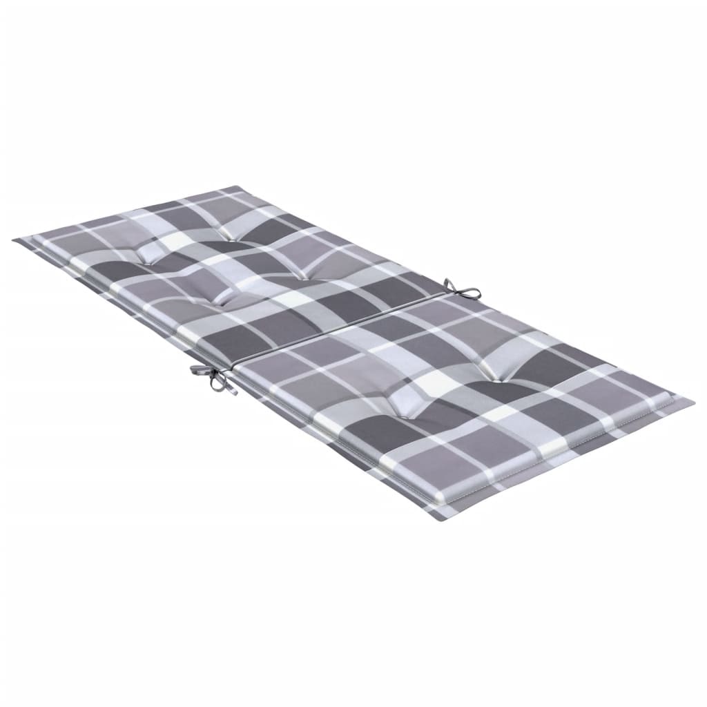 Jastuci za stolice 4 kom sivi karirani 120x50x3 cm od tkanine