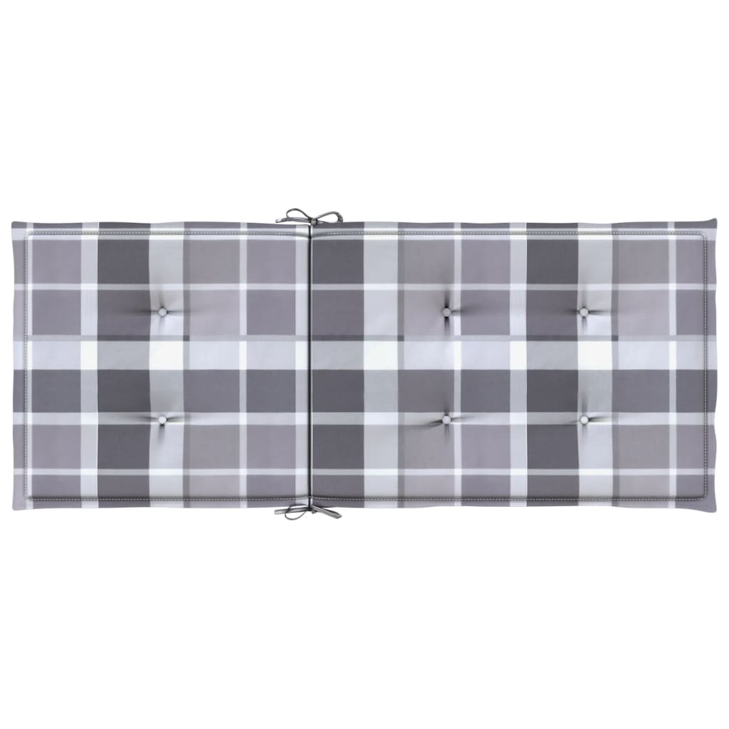 Jastuci za stolice 4 kom sivi karirani 120x50x3 cm od tkanine