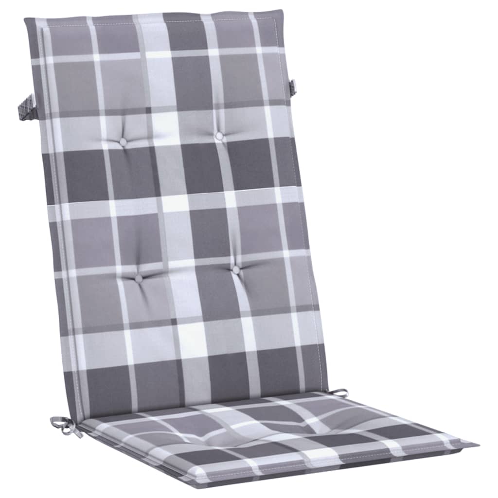 Jastuci za stolice 6 kom sivi karirani 120x50x3 cm od tkanine