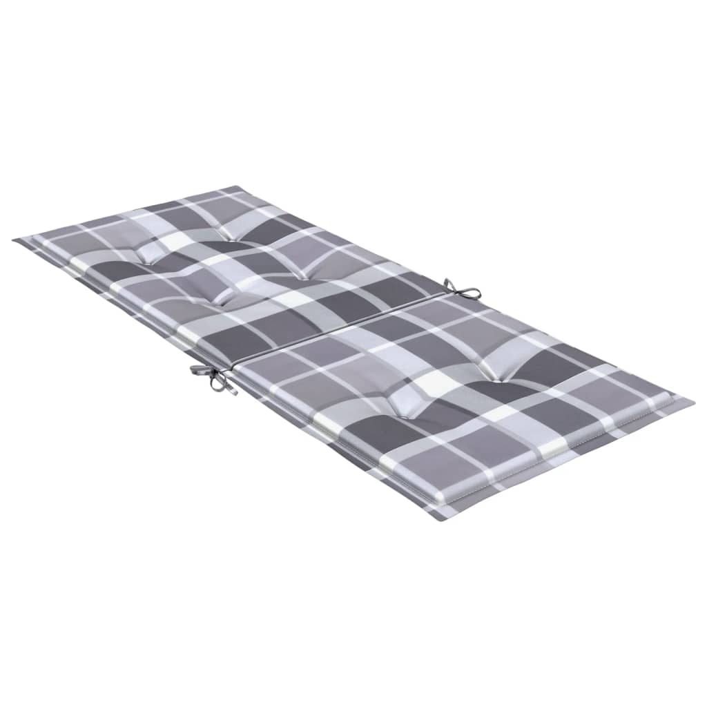 Jastuci za stolice 6 kom sivi karirani 120x50x3 cm od tkanine