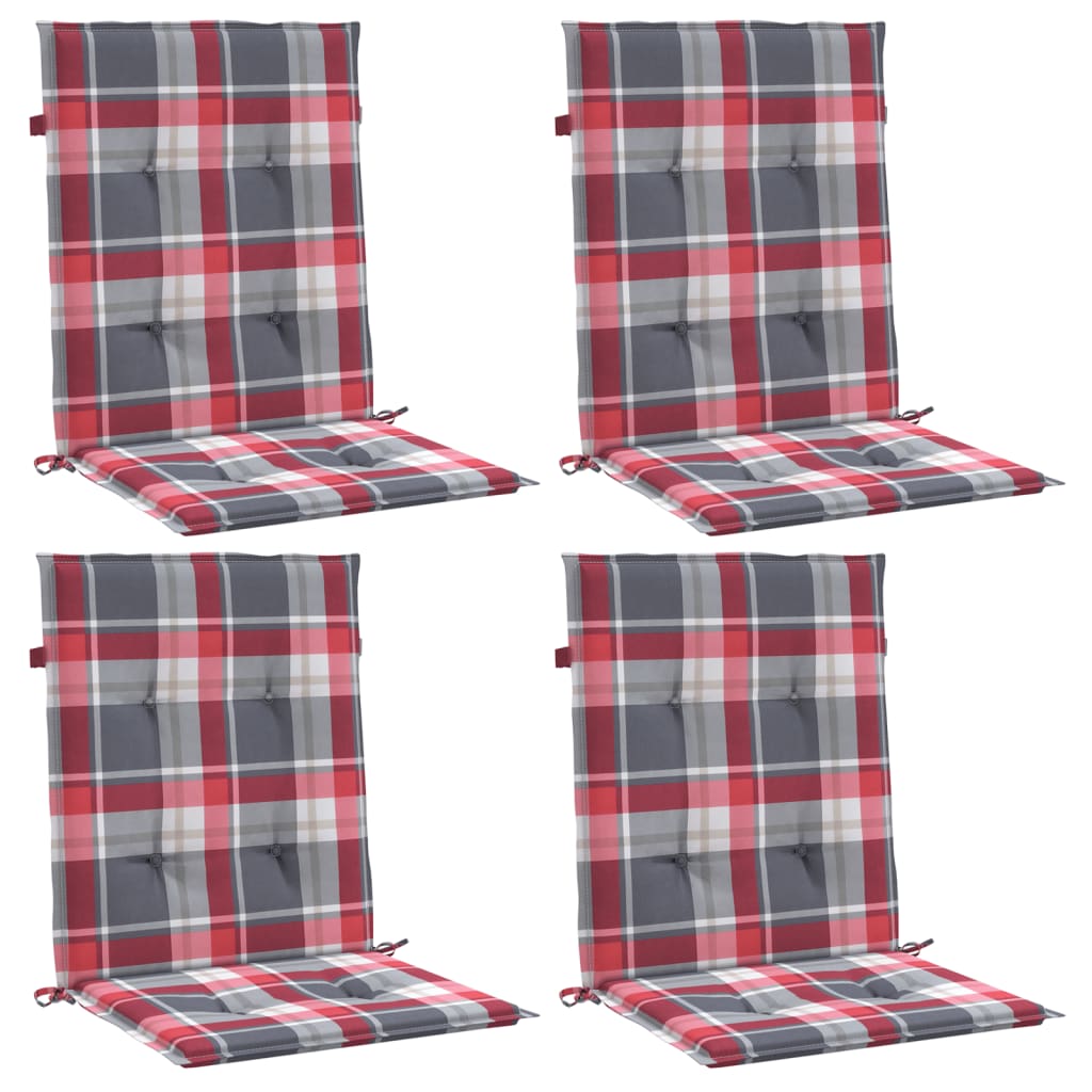 Jastuci za stolice 4 kom crveni karirani 100x50x3 cm od tkanine