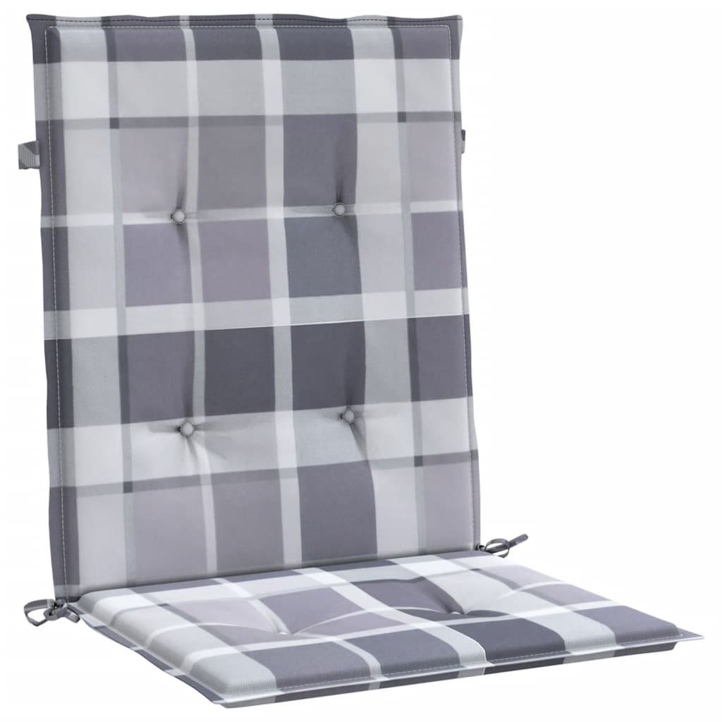 Jastuci za vrtne stolice 2 kom sivi karirani 100x50x3cm tkanine
