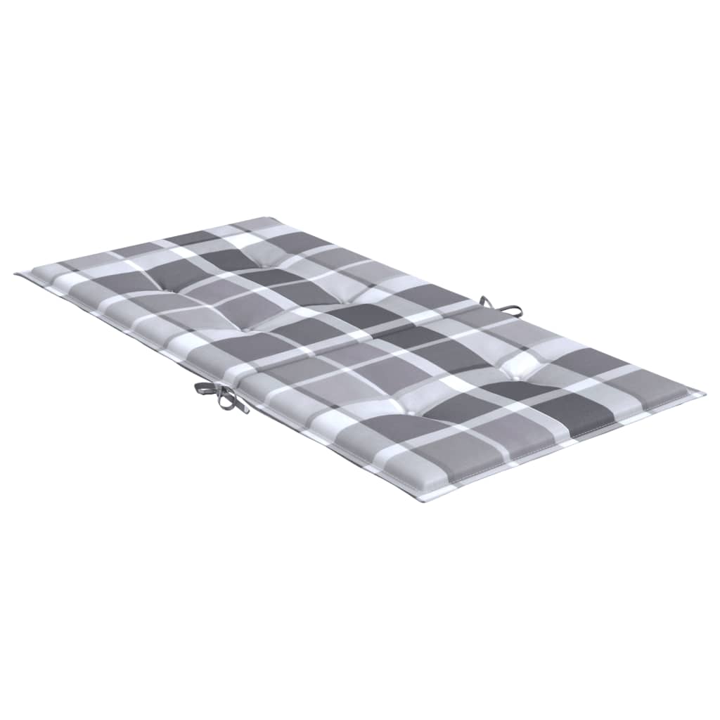 Jastuci za vrtne stolice 2 kom sivi karirani 100x50x3cm tkanine