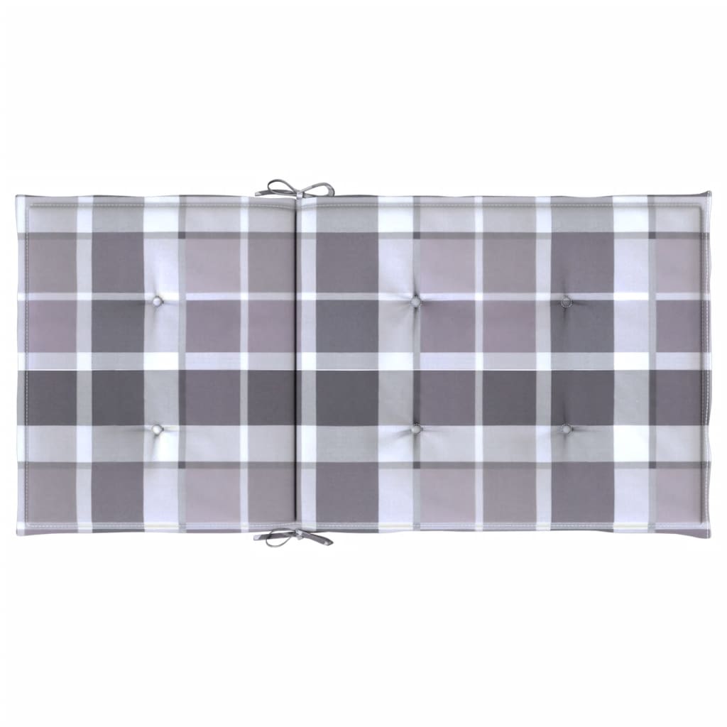 Jastuci za vrtne stolice 2 kom sivi karirani 100x50x3cm tkanine