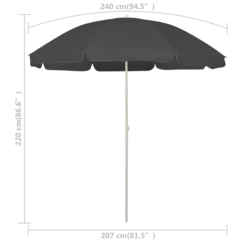 Suncobran za plažu antracit 240 cm