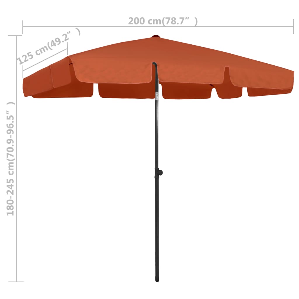 Suncobran za plažu terakota 200 x 125 cm