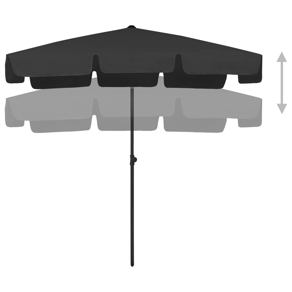 Suncobran za plažu crni 200 x 125 cm