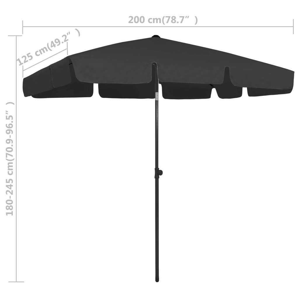 Suncobran za plažu crni 200 x 125 cm