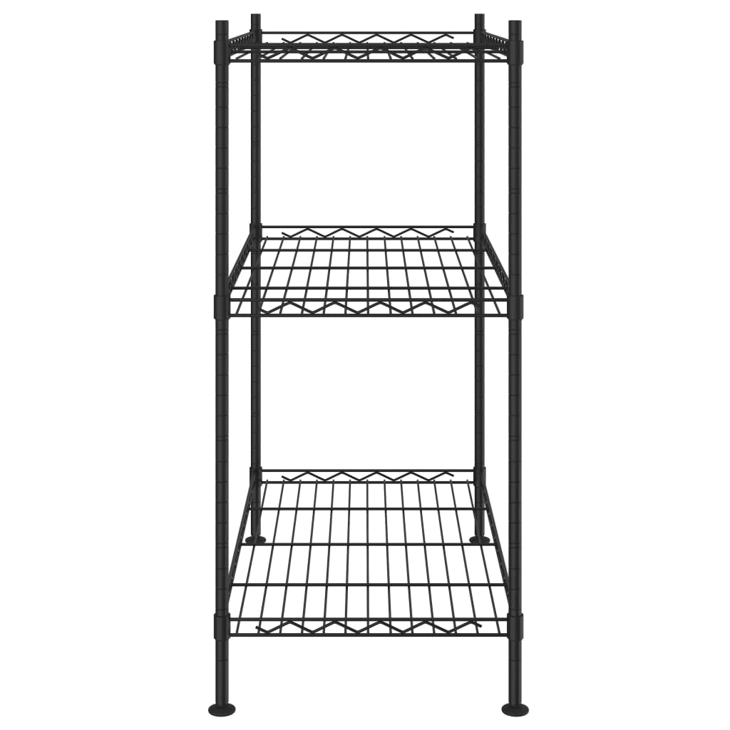 Stalak za pohranu s 3 razine 60 x 35 x 76 cm crni 150 kg