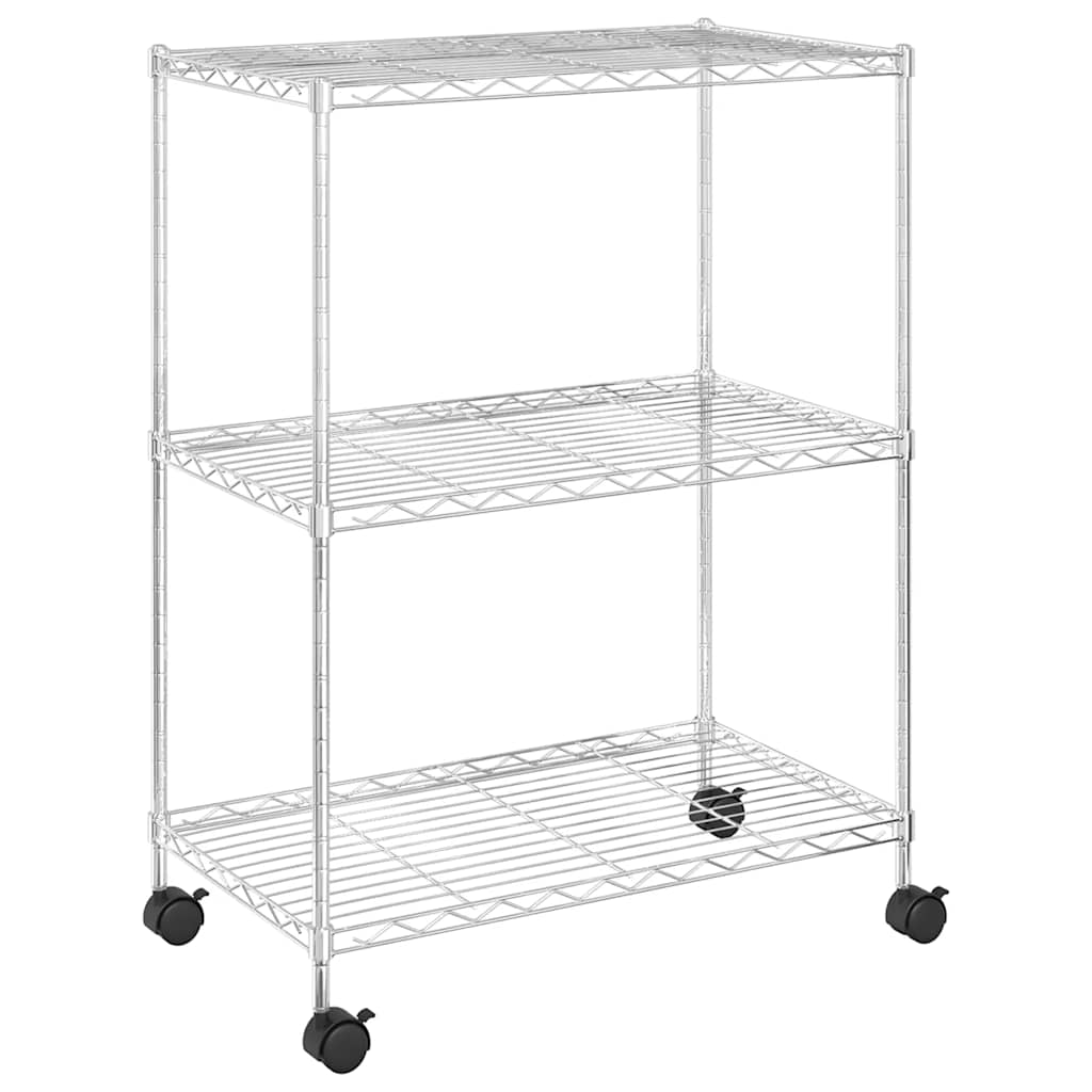Stalak za pohranu s 3 razine 60 x 35 x 81 cm kromirani 150 kg