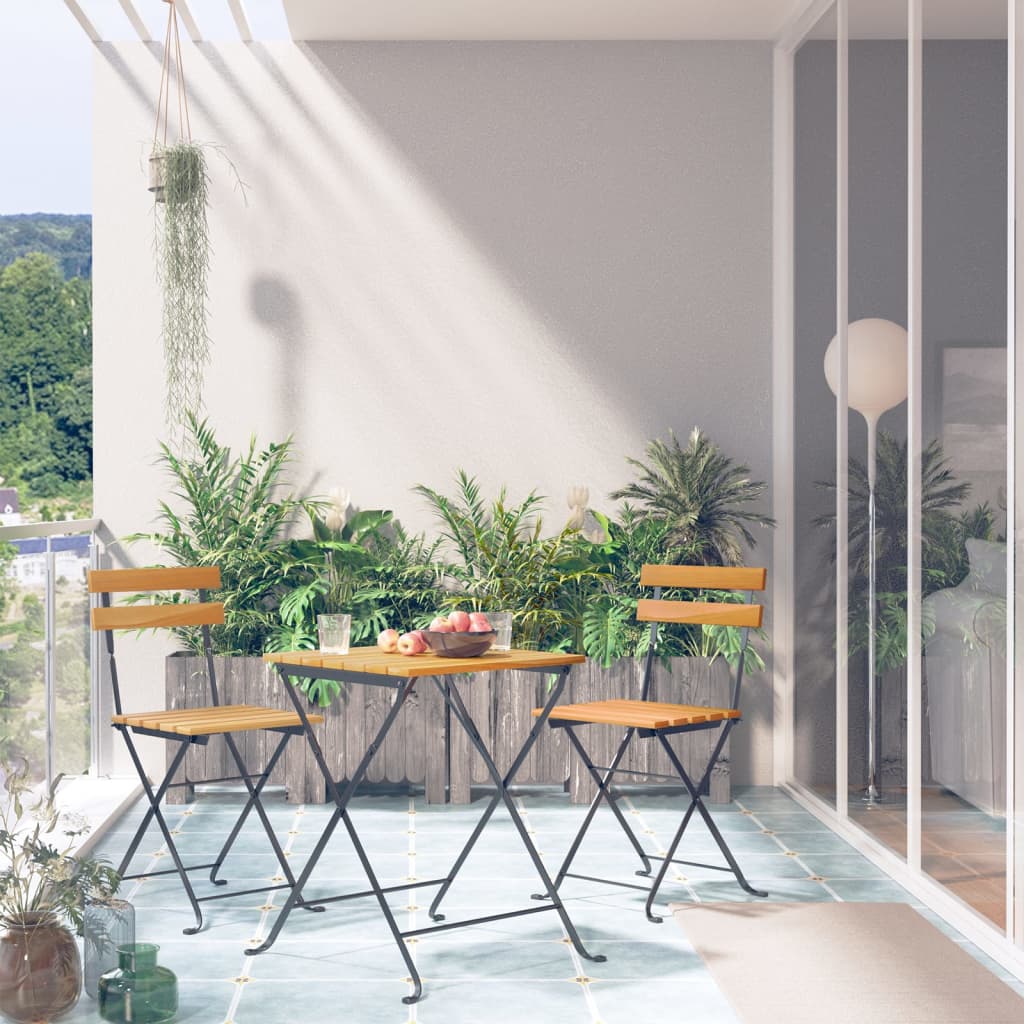 3-dijelni sklopivi bistro set od masivnog bagremovog drva