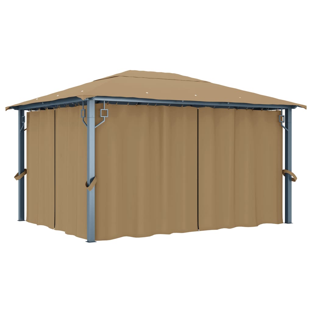 Sjenica sa zastorom 400 x 300 cm smeđe-siva aluminijska