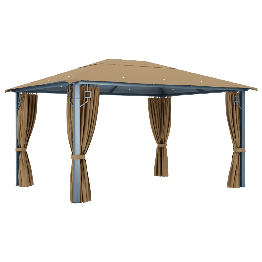 Sjenica sa zastorom 400 x 300 cm smeđe-siva aluminijska