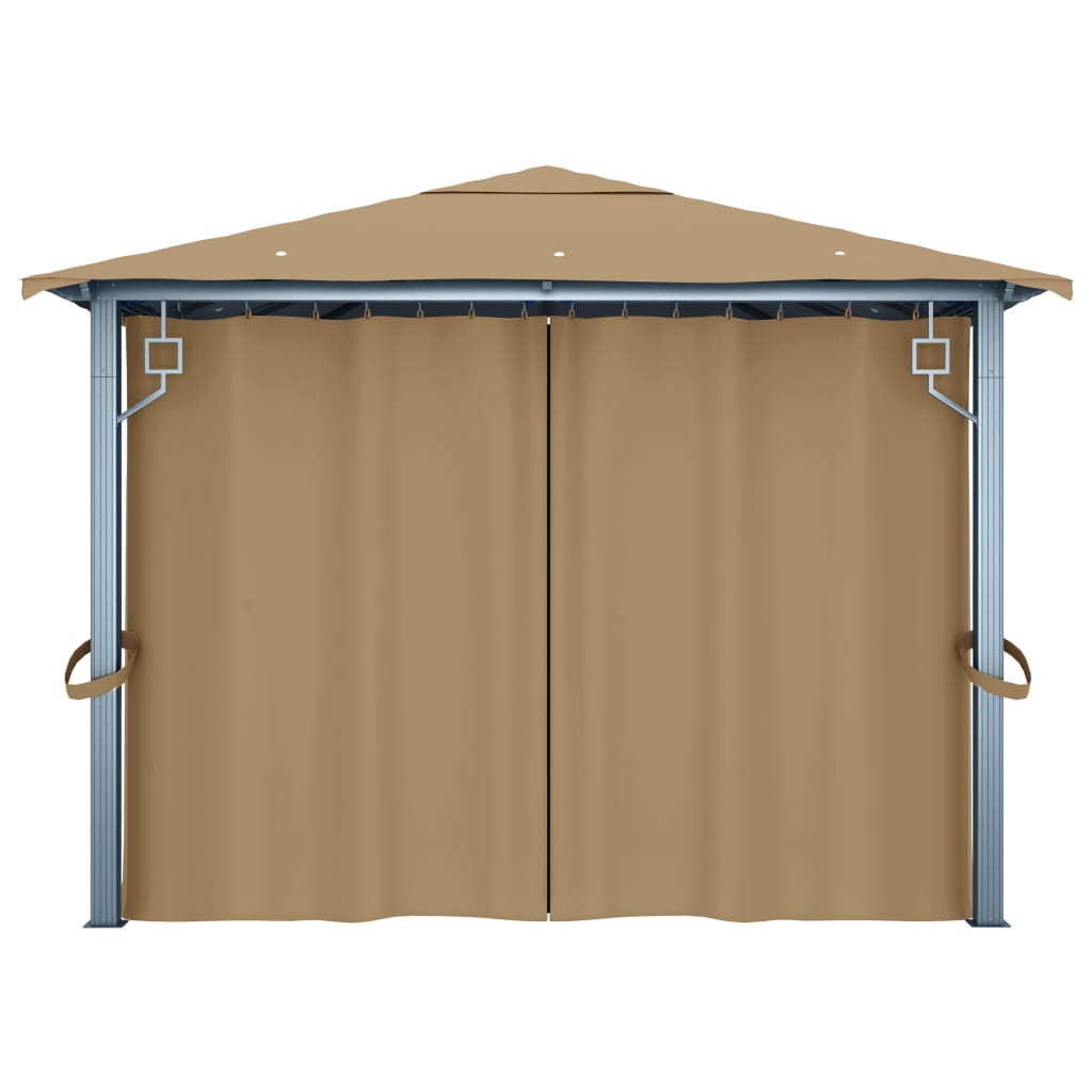 Sjenica sa zastorom 400 x 300 cm smeđe-siva aluminijska
