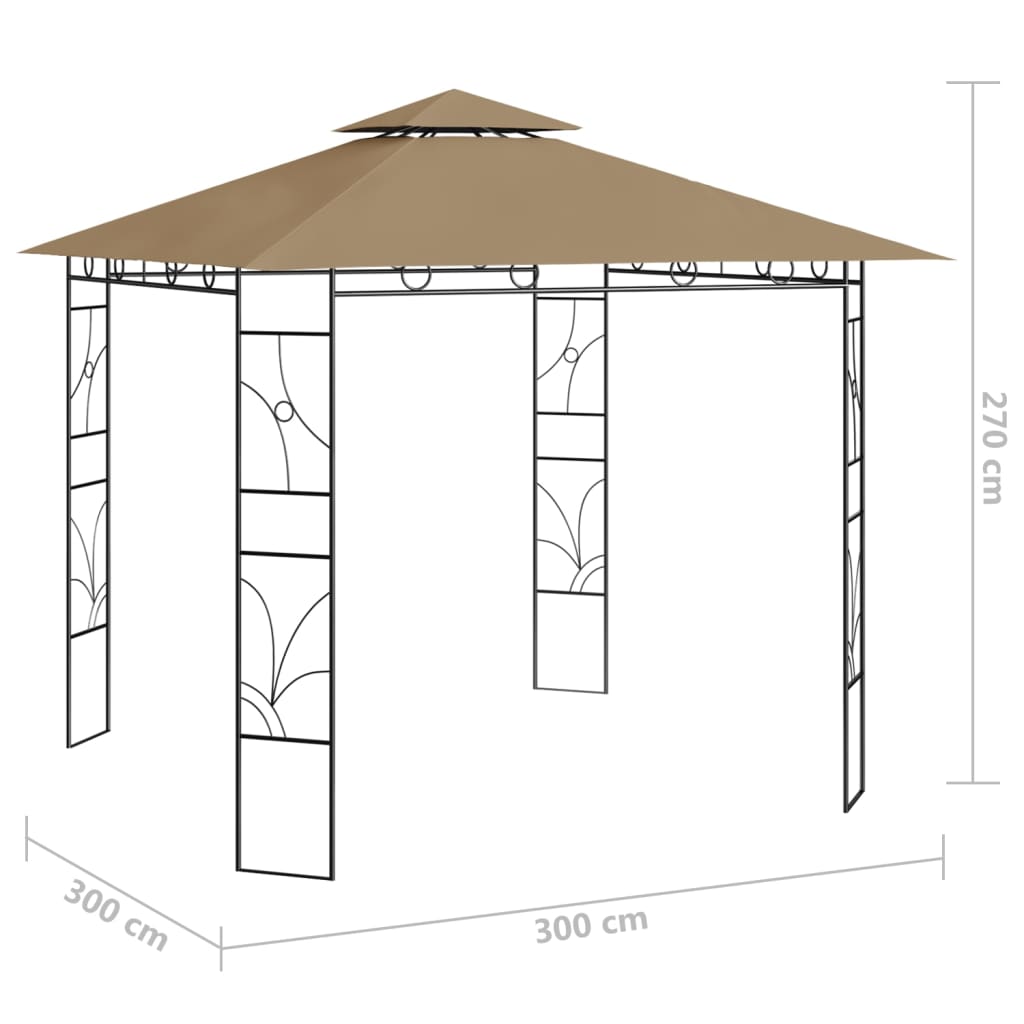 Sjenica 3 x 3 x 2,7 m smeđe-siva 160 g/m²