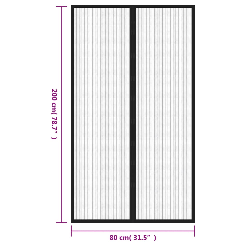 Zastori protiv insekata 2 kom s magnetima 200 x 80 cm crni