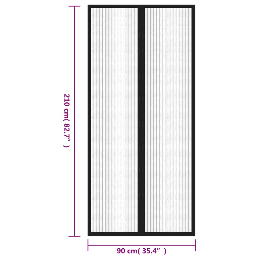 Zastori protiv insekata 2 kom s magnetima 210 x 90 cm crni