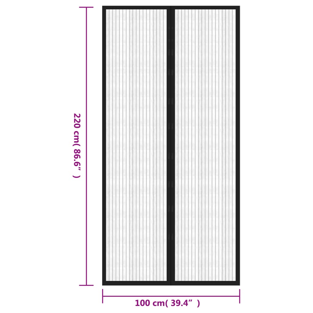 Zastori protiv insekata 2 kom s magnetima 220 x 100 cm crni