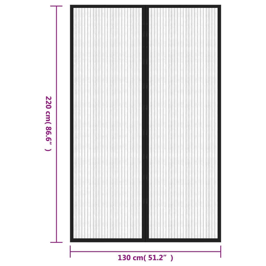 Zastori protiv insekata 2 kom s magnetima 220 x 130 cm crni
