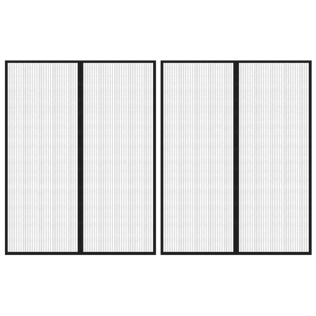 Zastori protiv insekata 2 kom s magnetima 230 x 160 cm crni