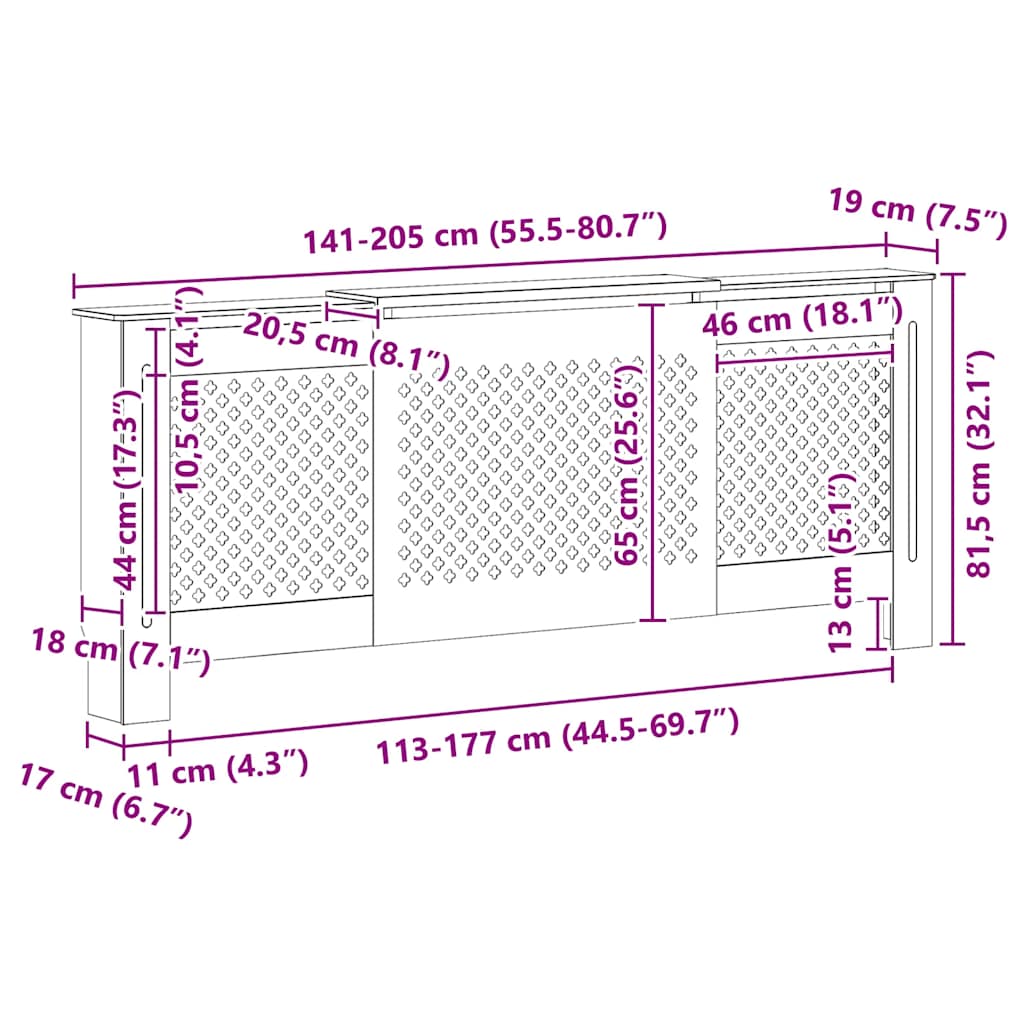 Pokrov za radijator MDF bijeli 205 cm