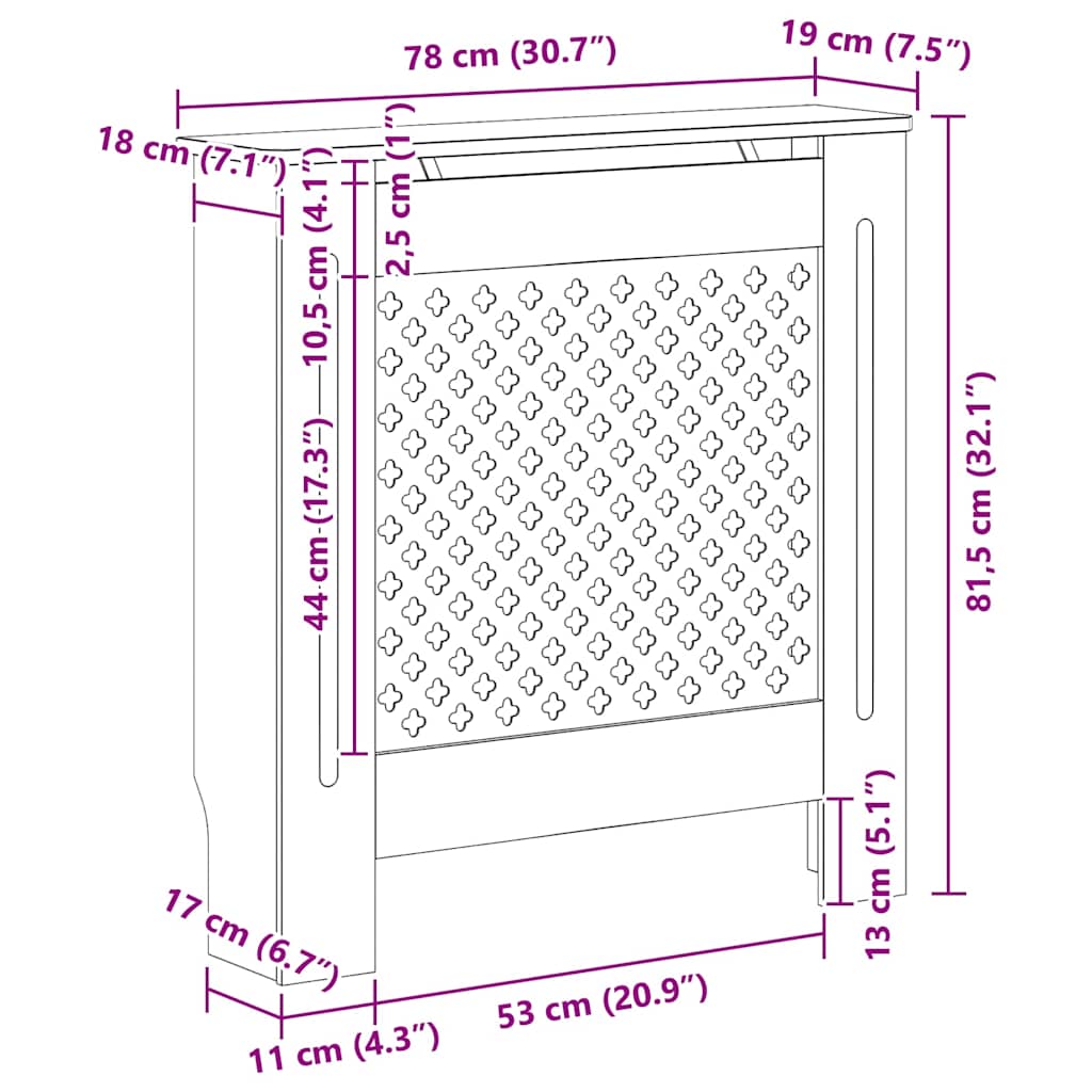 Pokrov za radijator MDF crni 78 cm