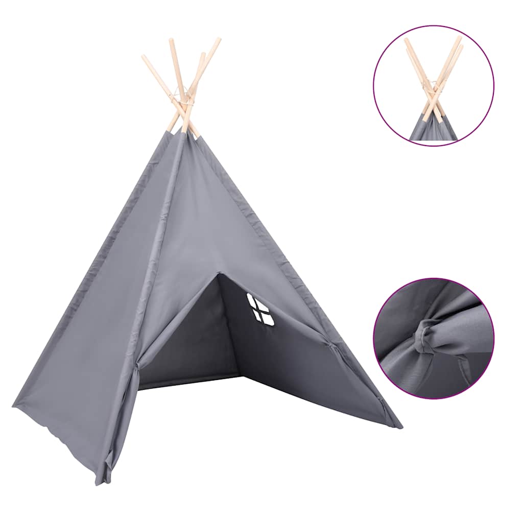 Dječji šator tipi od breskvine kore sivi 120 x 120 x 150 cm