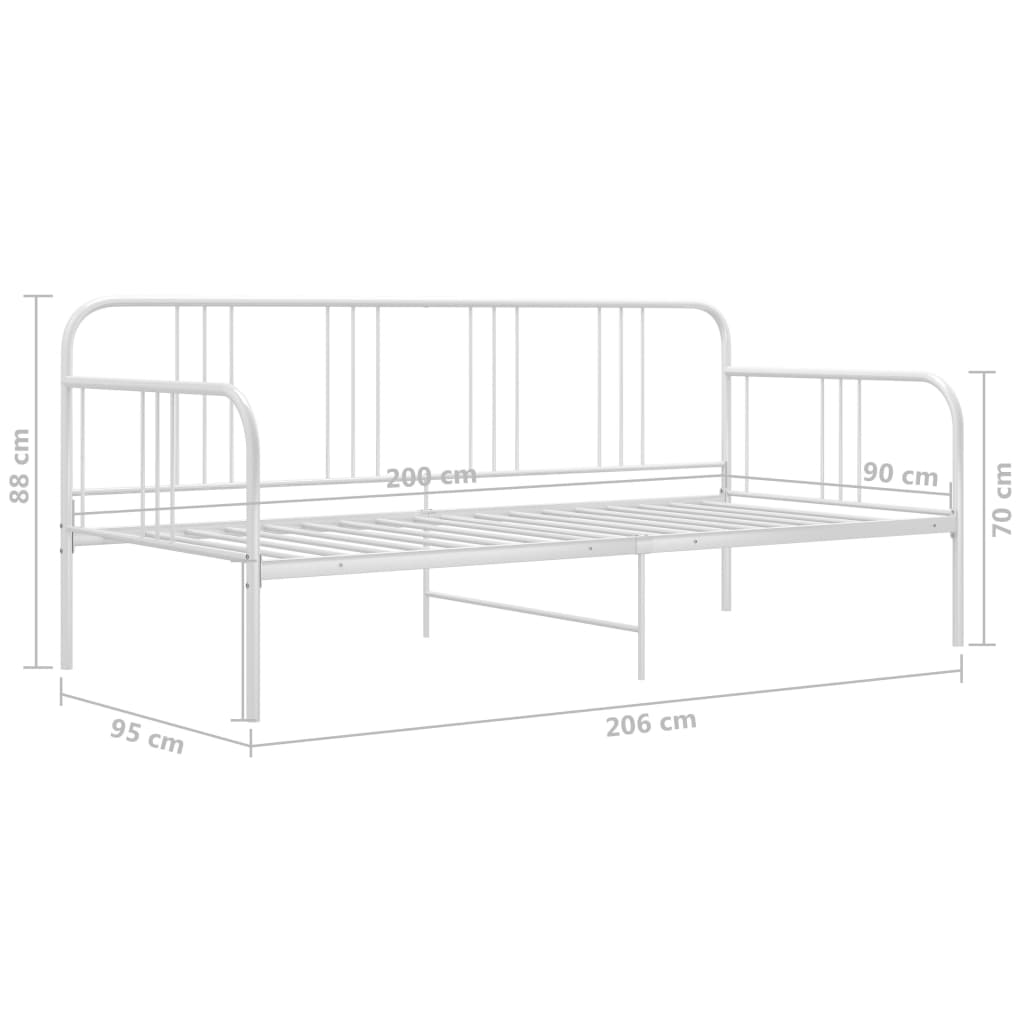 Okvir za krevet na razvlačenje bijeli metalni 90 x 200 cm