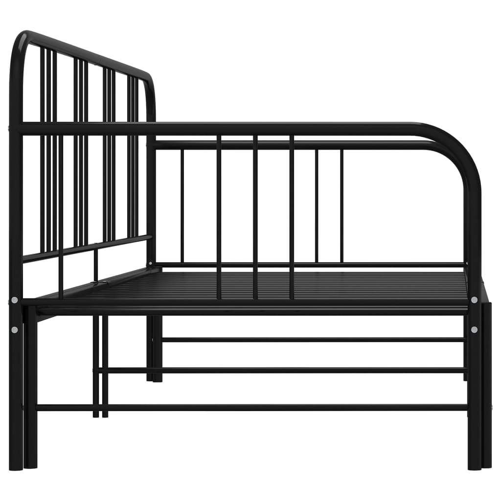 Okvir za krevet na razvlačenje crni metalni 90 x 200 cm