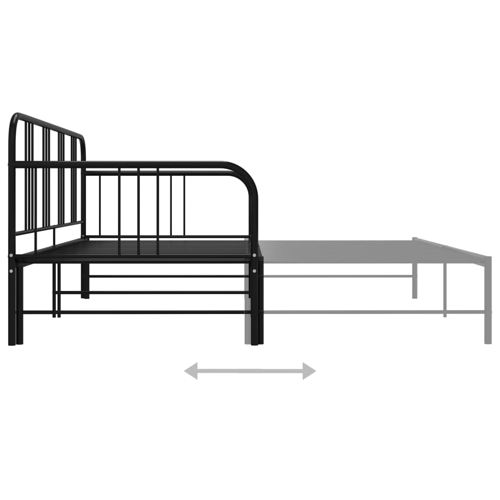 Okvir za krevet na razvlačenje crni metalni 90 x 200 cm