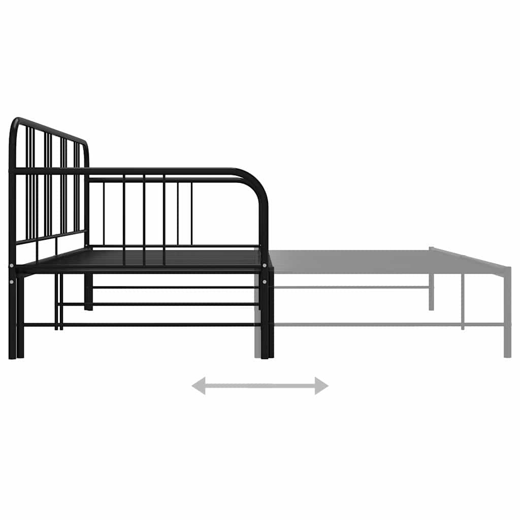 Okvir za krevet na razvlačenje crni metalni 90 x 200 cm