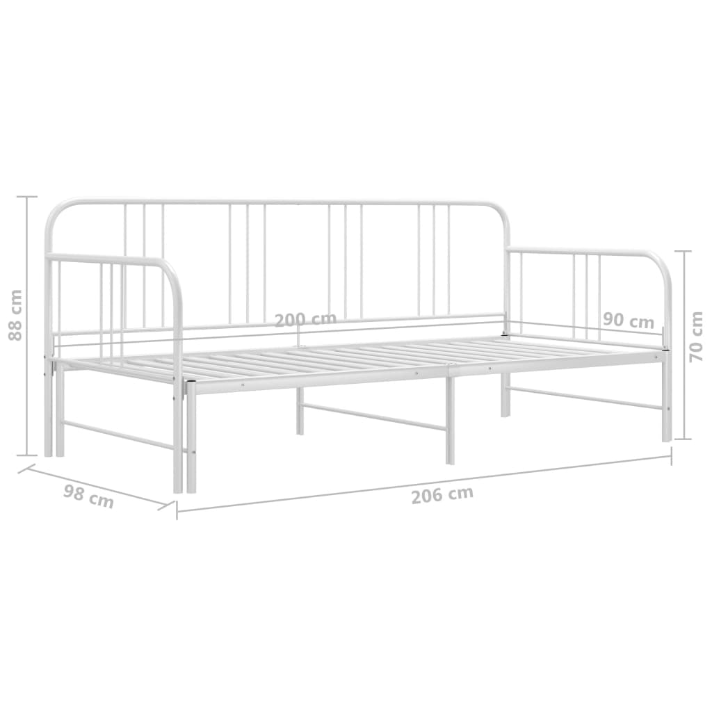 Okvir za krevet na razvlačenje bijeli metalni 90 x 200 cm