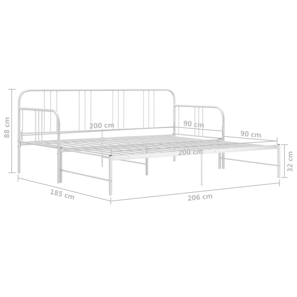 Okvir za krevet na razvlačenje bijeli metalni 90 x 200 cm