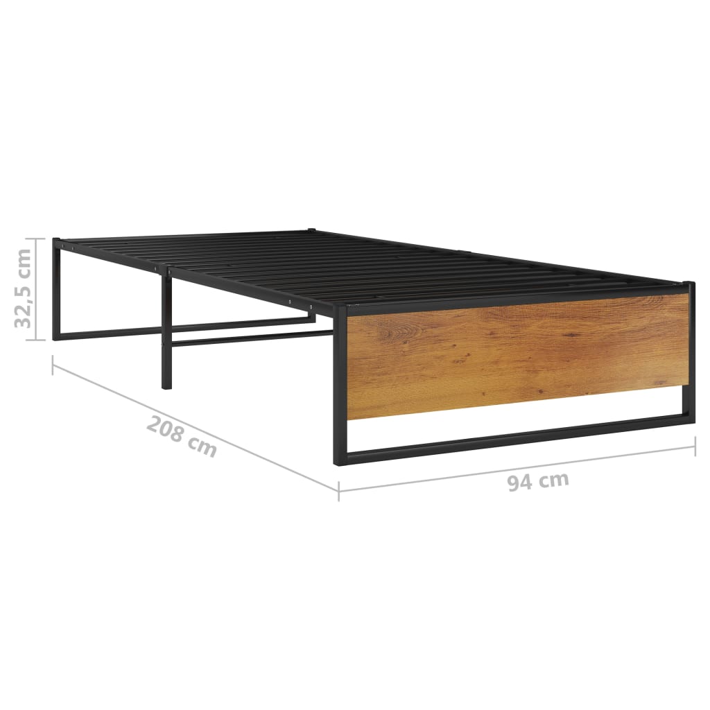 Okvir za krevet crni metalni 90 x 200 cm