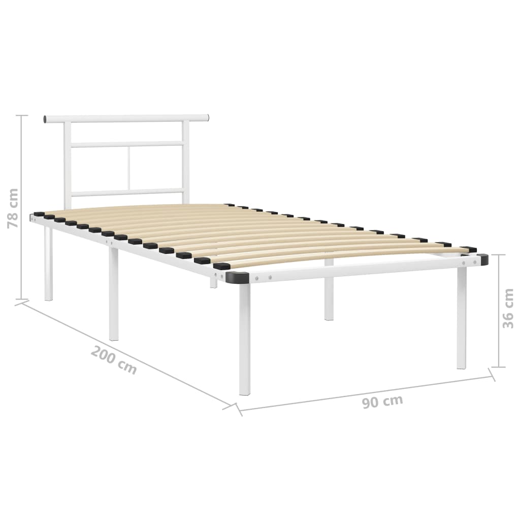 Okvir za krevet bijeli metalni 90 x 200 cm