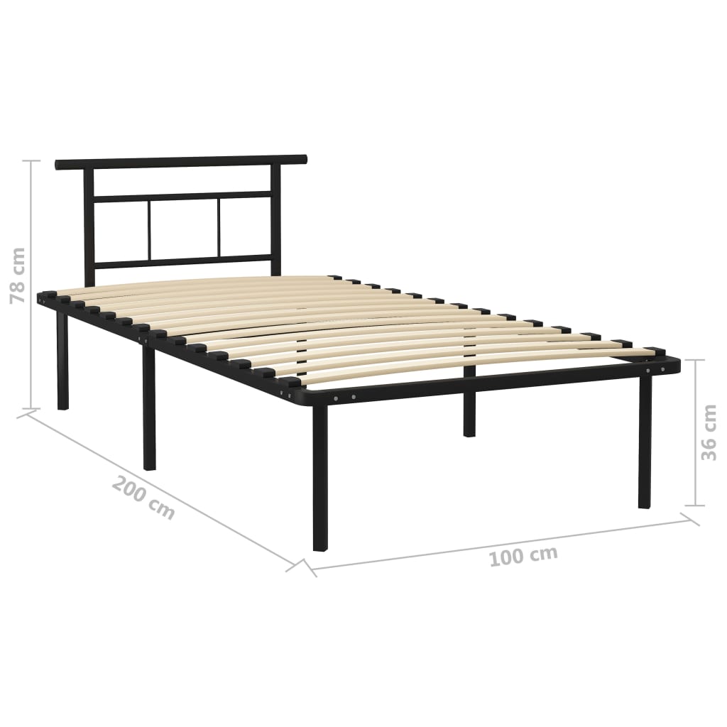 Okvir za krevet crni metalni 100 x 200 cm