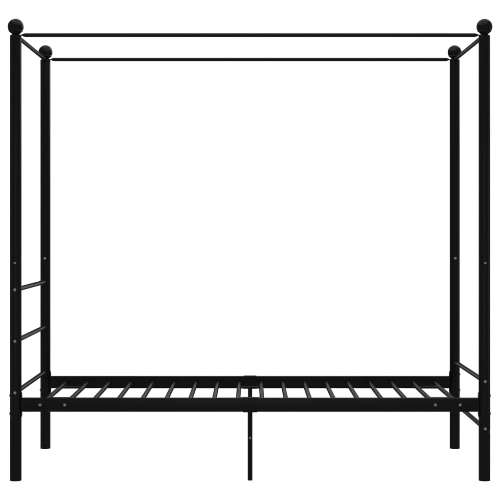 Okvir za krevet s nadstrešnicom crni metalni 100 x 200 cm