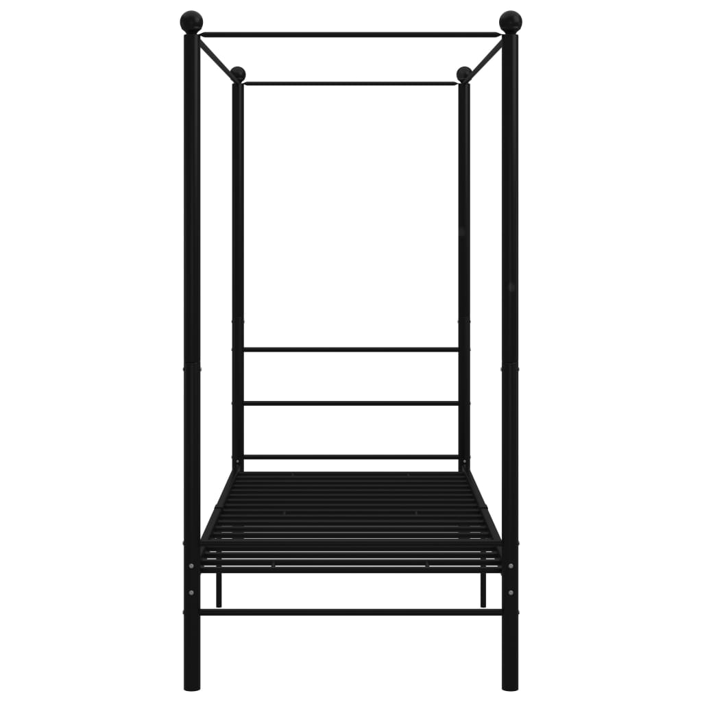 Okvir za krevet s nadstrešnicom crni metalni 100 x 200 cm