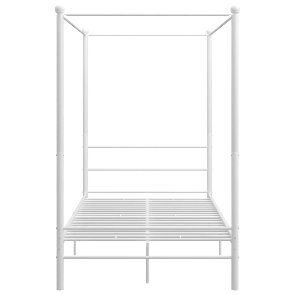 Okvir za krevet s nadstrešnicom bijeli metalni 120 x 200 cm